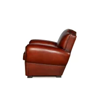 Fauteuil club cuir Grand Moustache cognac, vue de côté