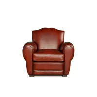 Fauteuil club cuir Grand Moustache cognac, vue de face