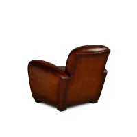 Fauteuil club cuir Joseph havane nuancé vue de 3/4 dos