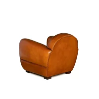 Fauteuil club cuir Jules miel, vue de 3/4 dos