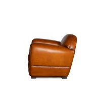 Fauteuil club cuir Jules miel, vue de côté