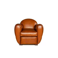 Fauteuil club cuir Jules miel, vue de face