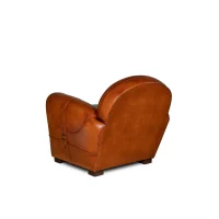 Fauteuil club cuir Longchamp havane vue de 3/4 dos