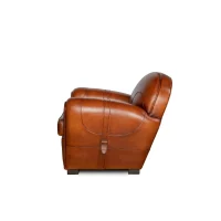 Fauteuil club cuir Longchamp havane vue de côté