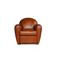 Fauteuil club cuir Longchamp havane vue de face