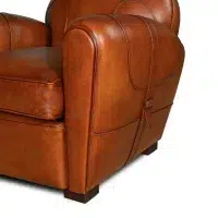 Fauteuil club cuir Longchamp havane zoom accotoir