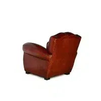 Fauteuil club cuir Petit Moustache cognac, vue de 3/4 dos