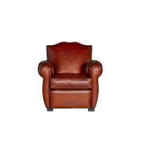 Fauteuil club cuir Petit Moustache cognac, vue de face