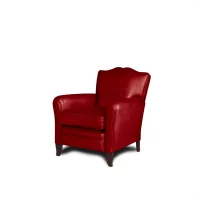 Fauteuil club cuir Fernand rouge, vue de 3/4