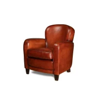 Fauteuil club cuir Bridge cognac, vue de 3/4