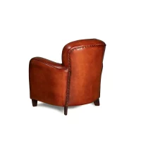 Fauteuil club cuir Bridge cognac, vue de 3/4 dos