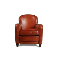 Fauteuil club cuir Bridge cognac, vue de face