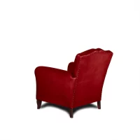 Fauteuil club cuir Fernand rouge, vue de 3/4 dos