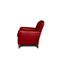 Fauteuil club cuir Fernand rouge, vue de côté