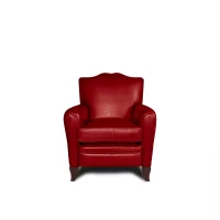 Fauteuil club cuir Fernand rouge, vue de face