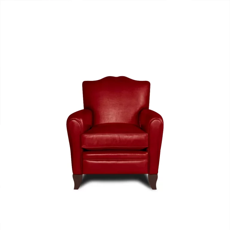 Fauteuil club cuir Fernand rouge, vue de face
