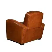 Fauteuil club cuir relax Grand Carré havane, vue de 3/4 dos