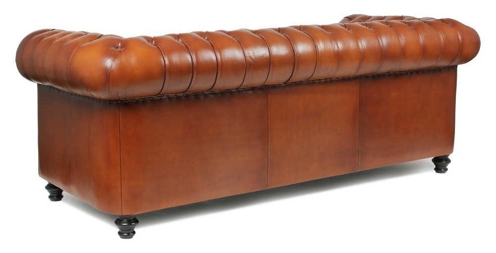 Churchill, canapé 3 places, cuir havane, côté