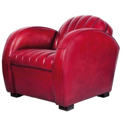 Corvette, fauteuil club, cuir rouge, face