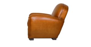 Gentleman, fauteuil club, cuir rustique, côté