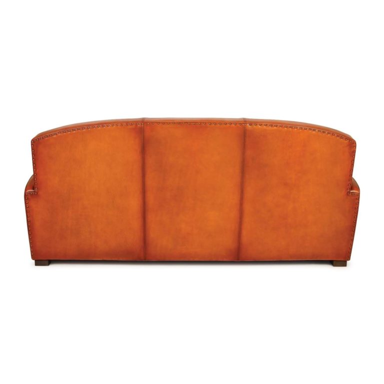 Grand carré, canapé club convertible 3 places, cuir rustique, dos