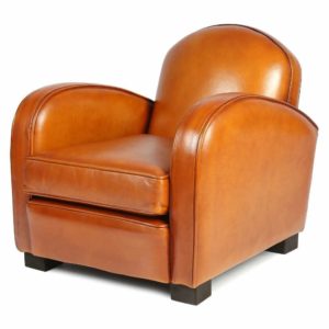 Fauteuil club enfant Hemingway, cuir rustique, vue de 3/4