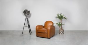 Hemingway, fauteuil, cuir rustique, face