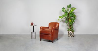 Parisien, fauteuil club, cuir miel, face